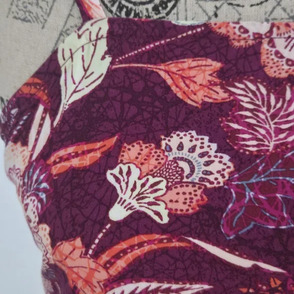 Old Navy Merlot Purple Floral Tiered Sun Dress W/ Pockets !Size Size S Women - Picture 7 of 10